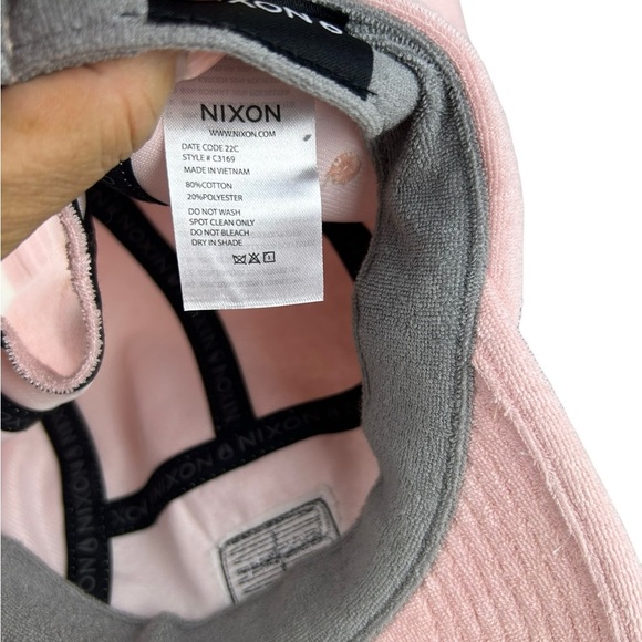 NWT Nixon Mikey Terrycloth Strapback Hat Pastel Pink Unisex Adjustable Cap - Picture 7 of 8